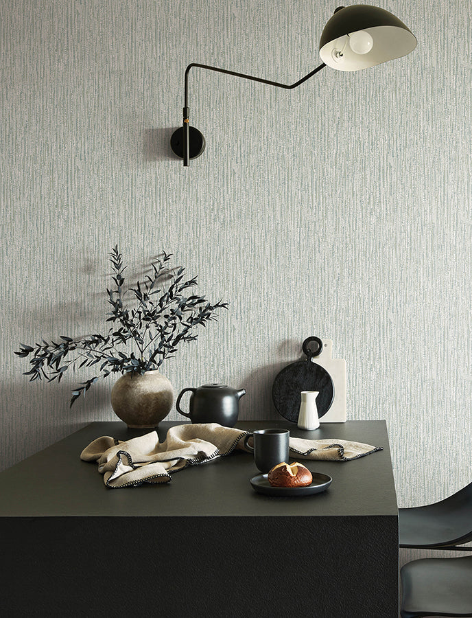 Corliss Light Grey Beaded Strands Wallpaper - Brewster Wallcovering