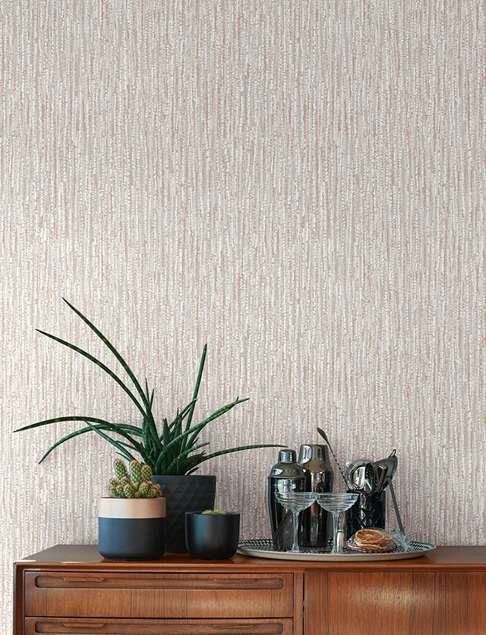 Corliss Blush Beaded Strands Wallpaper - Brewster Wallcovering