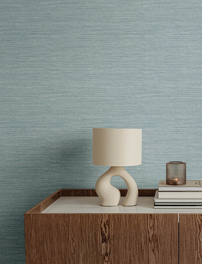 Sheehan Light Blue Faux Grasscloth Wallpaper  | Brewster Wallcovering - The WorkRm