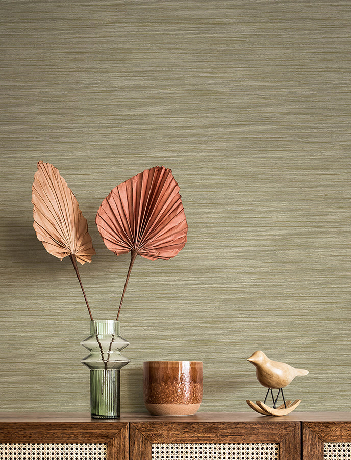 Sheehan Gold Faux Grasscloth Wallpaper - Brewster Wallcovering