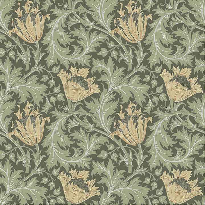 Anemone Moss Floral Trail Wallpaper - York Wallcoverings - 4153-82004