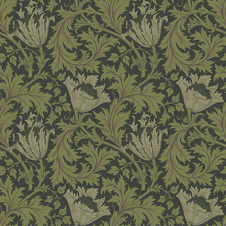 Picture of Anemone Dark Green Floral Trail Wallpaper