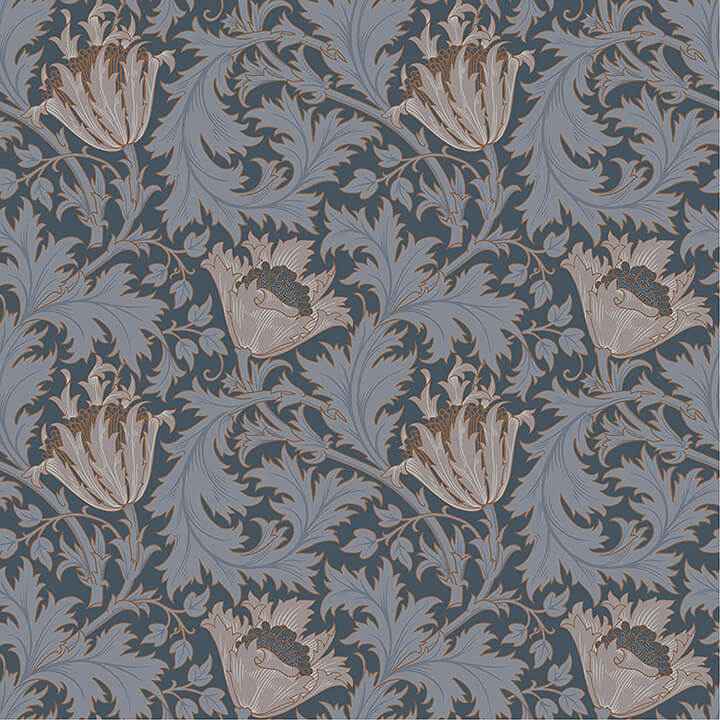 Anemone Dark Blue Floral Trail Wallpaper - York Wallcoverings - 4153-82006