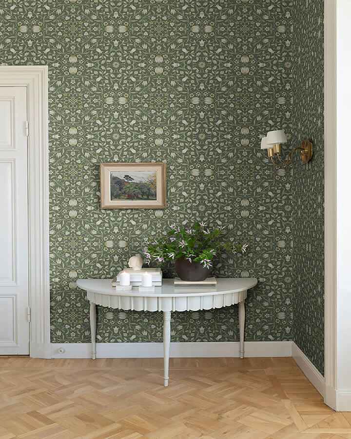 No 1 Holland Park Green Floral Wallpaper - York Wallcoverings - 4153-82008 - York Wallcoverings Wallpaper