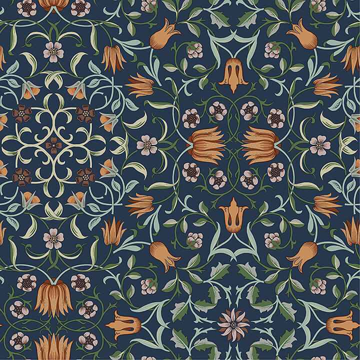 No 1 Holland Park Dark Blue Floral Wallpaper - York Wallcoverings - 4153-82010