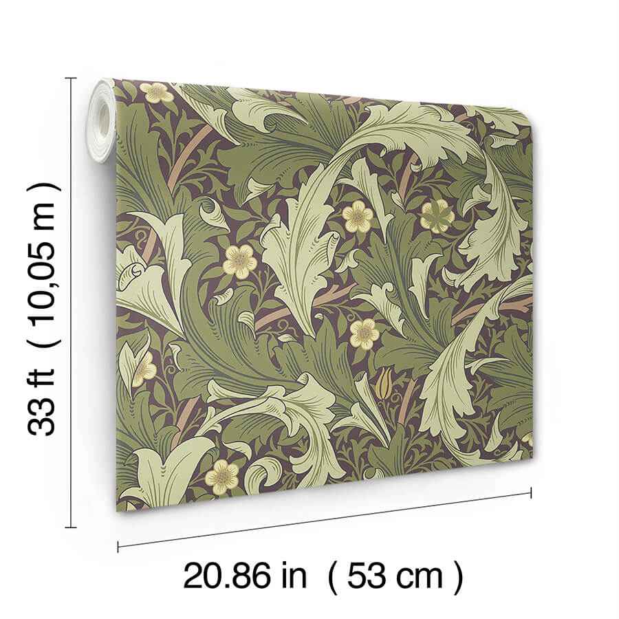 Granville Plum Leafy Vine Wallpaper - York Wallcoverings - 4153-82013 - York Wallcoverings Wallpaper