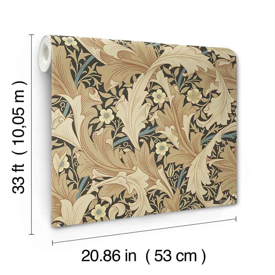 Granville Apricot Leafy Vine Wallpaper - York Wallcoverings - 4153-82015 - York Wallcoverings Wallpaper