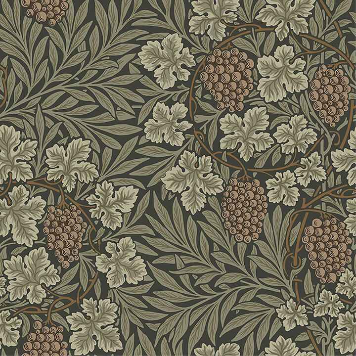 Vine Dark Green Woodland Fruits Wallpaper - York Wallcoverings - 4153-82020