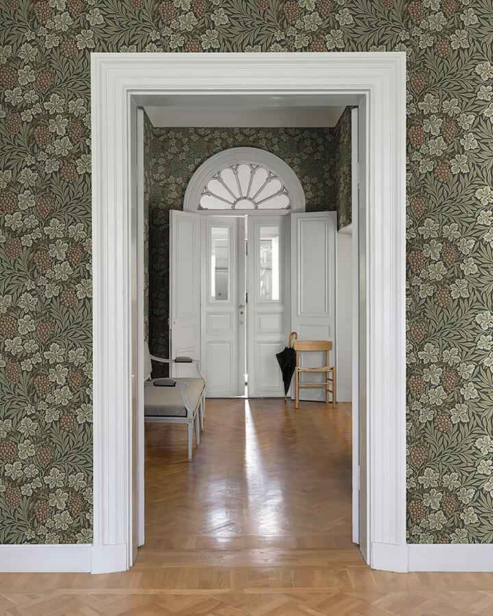 Vine Dark Green Woodland Fruits Wallpaper - York Wallcoverings - 4153-82020 - York Wallcoverings Wallpaper