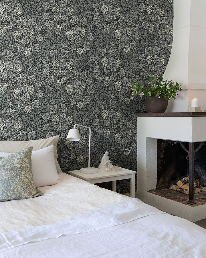 Vine Denim Woodland Fruits Wallpaper - Brewster Wallcovering