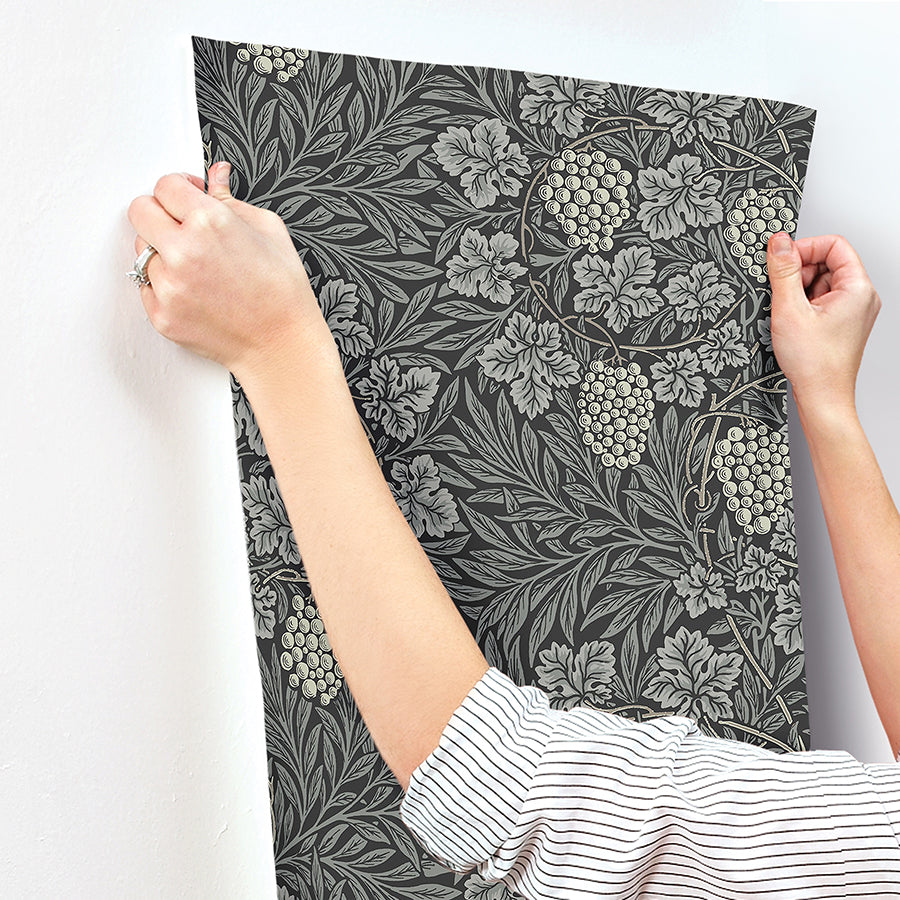 Vine Denim Woodland Fruits Wallpaper - Brewster Wallcovering