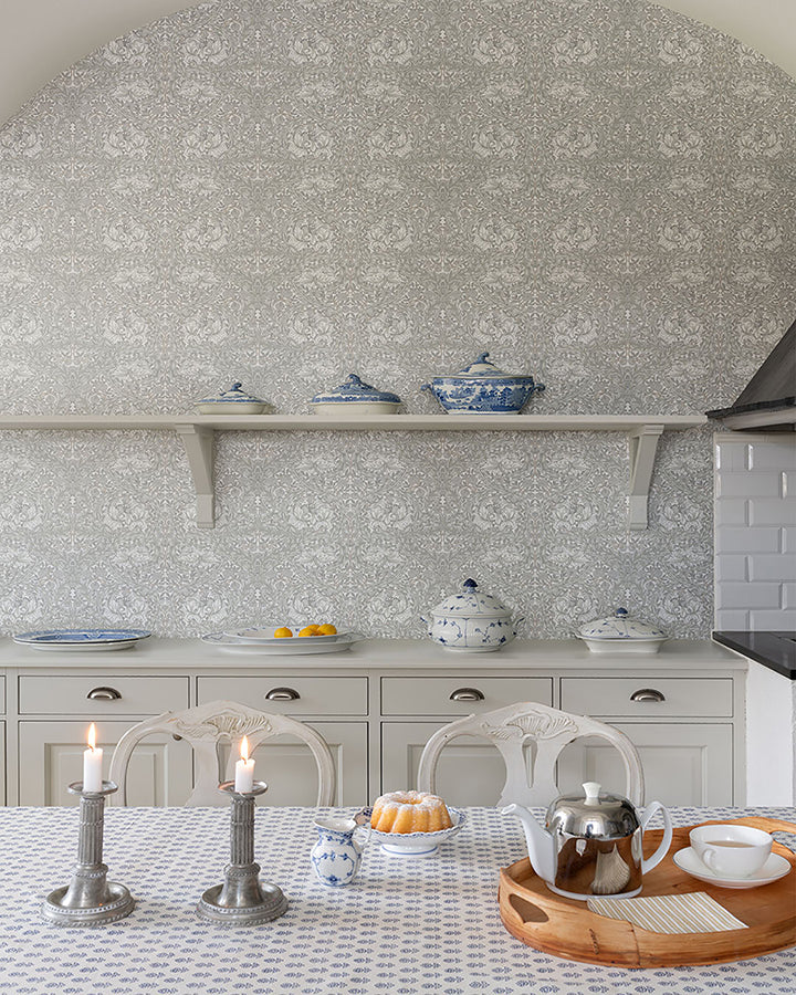 African Marigold White Floral Wallpaper  | Brewster Wallcovering - The WorkRm