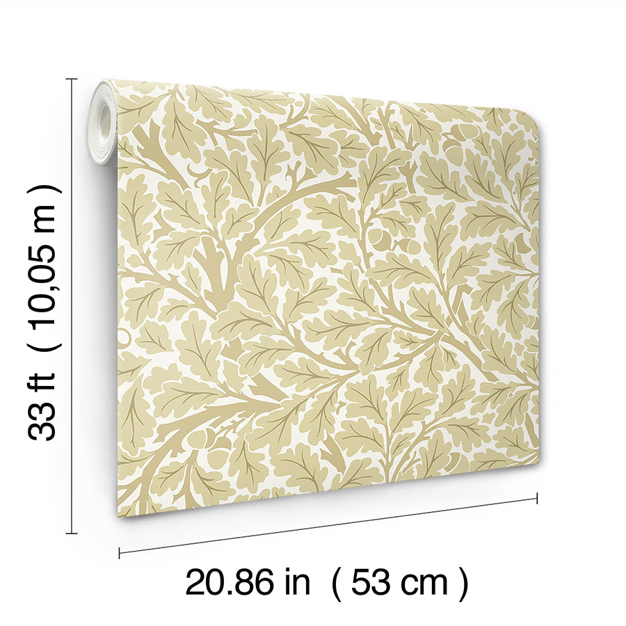 Oak Tree Light Yellow Leaf Wallpaper - Brewster Wallcovering