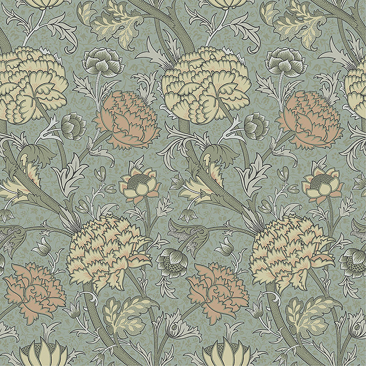 Brewster Wallcovering-Cray Light Blue Floral Trail Wallpaper