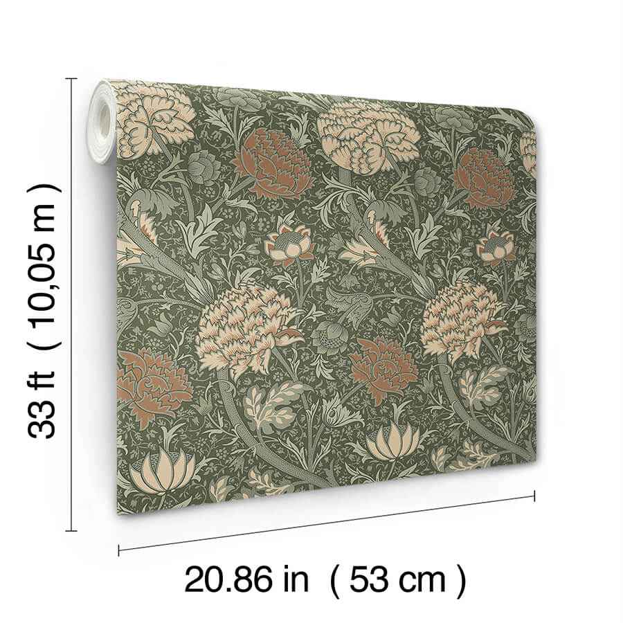 Cray Sea Green Floral Trail Wallpaper - York Wallcoverings - 4153-82035 - York Wallcoverings Wallpaper
