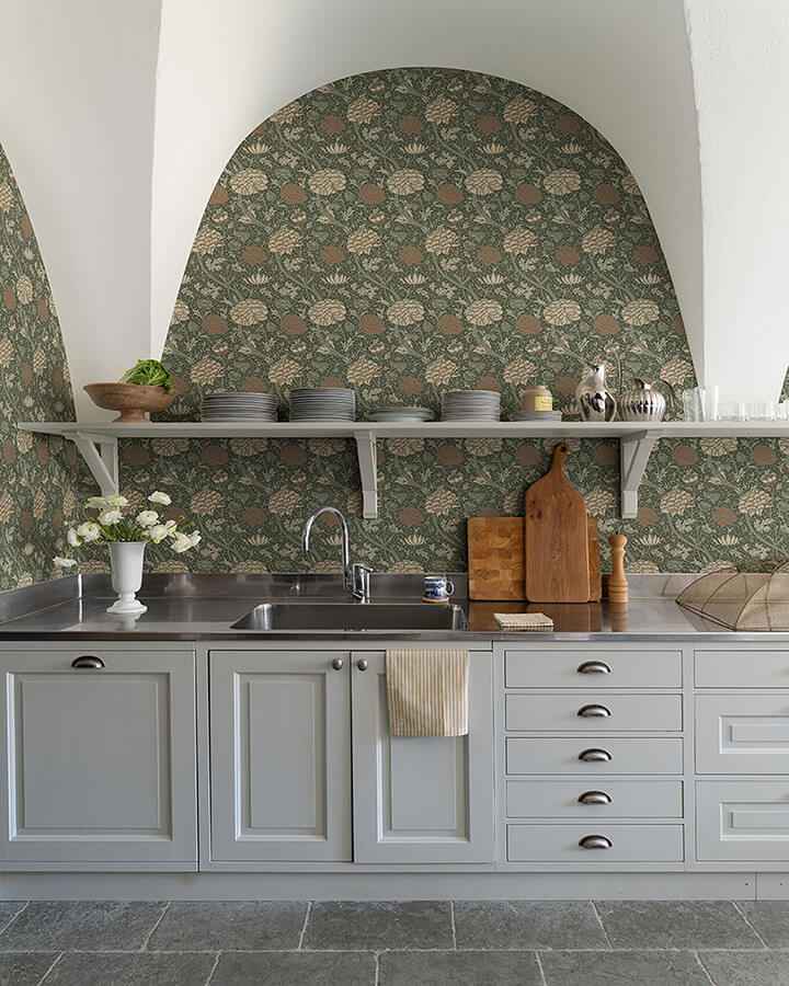 Cray Sea Green Floral Trail Wallpaper - York Wallcoverings - 4153-82035 - York Wallcoverings Wallpaper