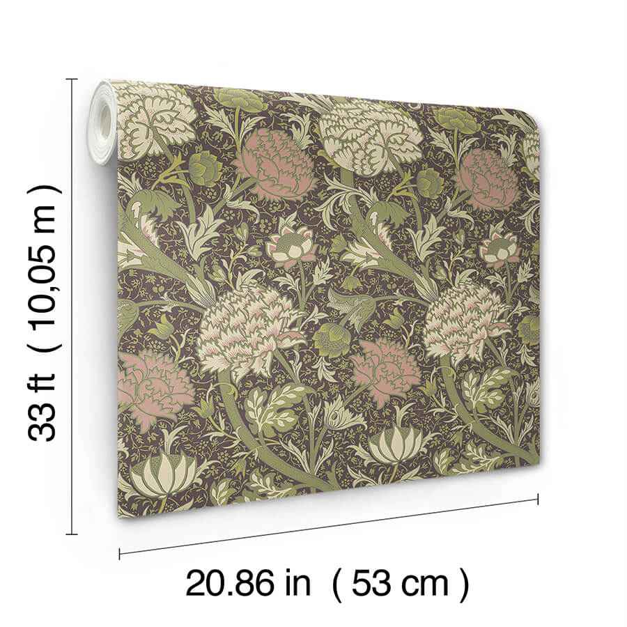 Cray Plum Floral Trail Wallpaper - York Wallcoverings - 4153-82036 - York Wallcoverings Wallpaper