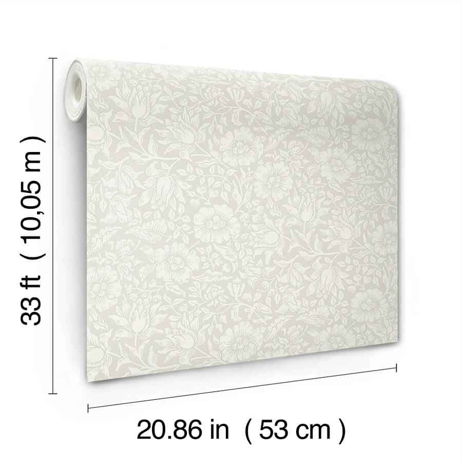 Mallow Dove Floral Vine Wallpaper - York Wallcoverings - 4153-82037 - York Wallcoverings Wallpaper