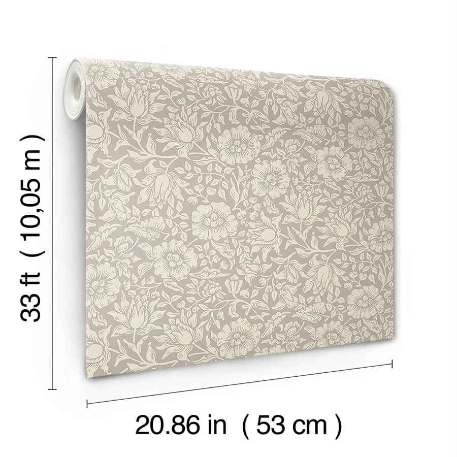 Mallow Grey Floral Vine Wallpaper - York Wallcoverings - 4153-82038 - York Wallcoverings Wallpaper
