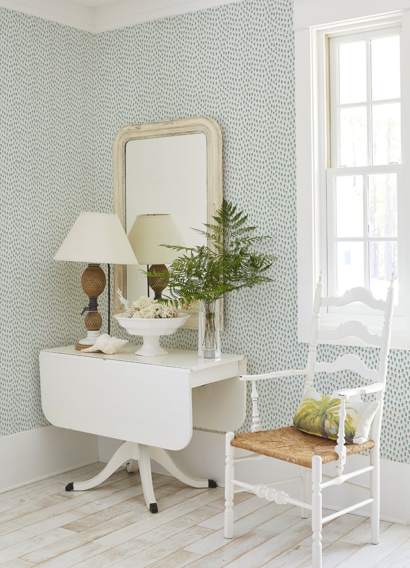 Sand Drips Aqua Painted Dots Wallpaper  | Brewster Wallcovering - The WorkRm