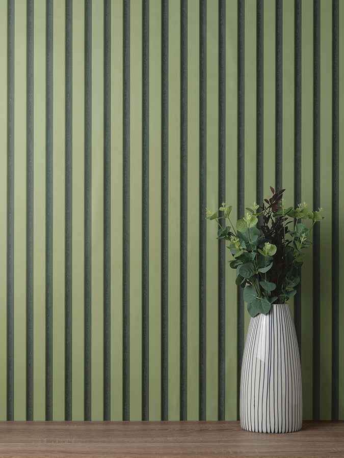 Reggie Olive Vertical Slats Wallpaper - York Wallcoverings - FD43289 - York Wallcoverings Wallpaper
