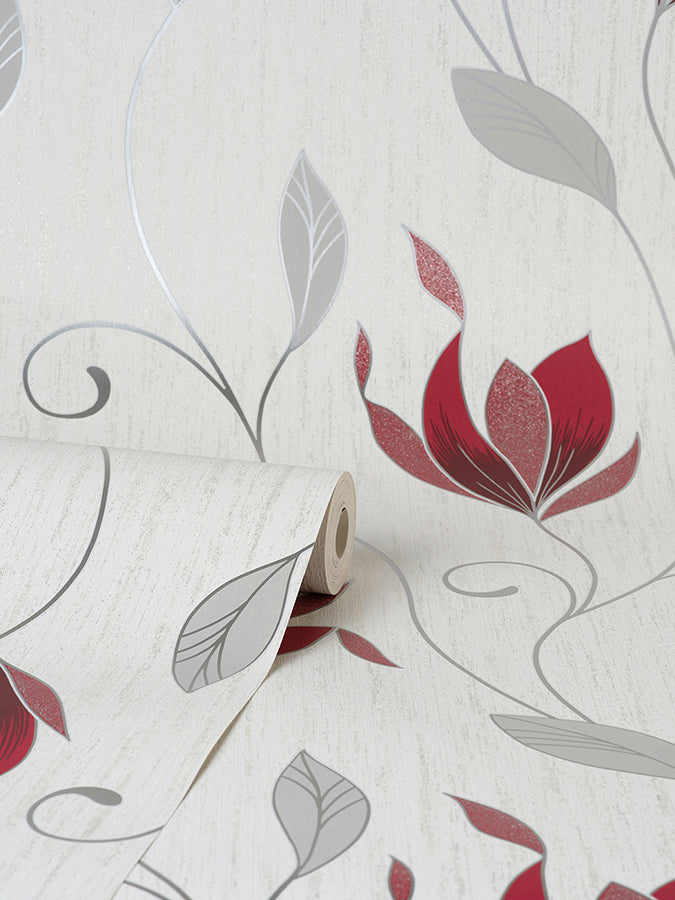 Synergy Ruby Floral Wallpaper - Brewster Wallcovering