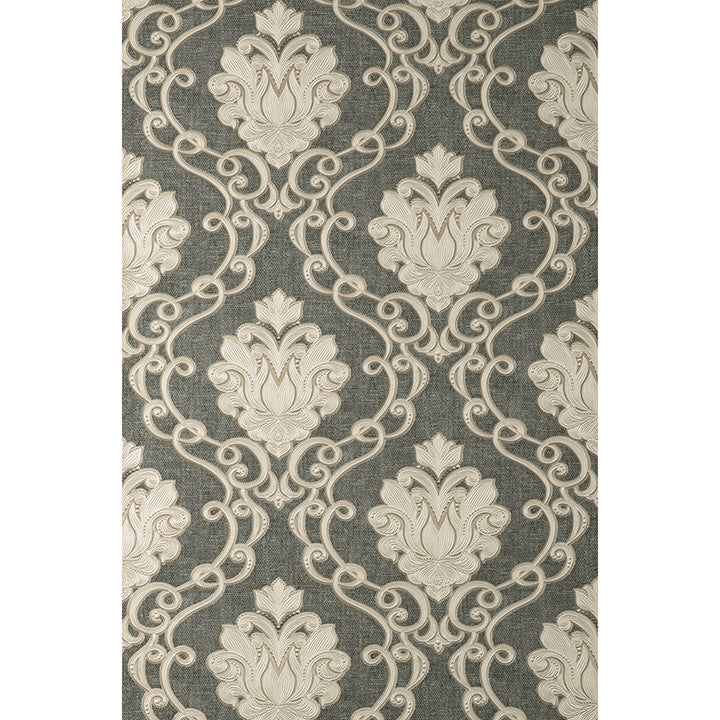 Picture of Florentine Charcoal Damask Wallpaper