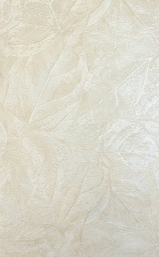 Aspen Bone Leaf Wallpaper - Brewster Wallcovering