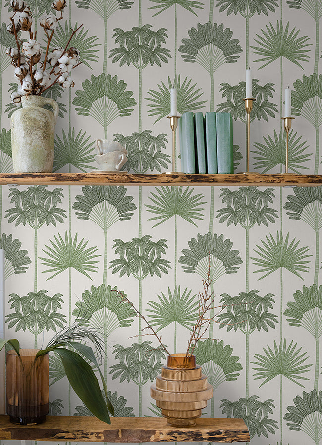 Kentia Green Peel and Stick Wallpaper - Brewster Wallcovering