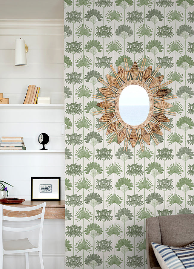 Kentia Green Peel and Stick Wallpaper - Brewster Wallcovering