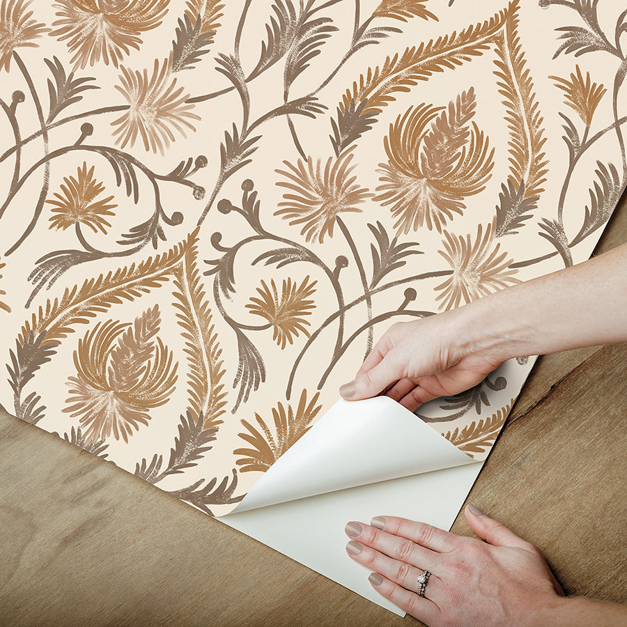 Isle brown Peel and Stick Wallpaper - Brewster Wallcovering