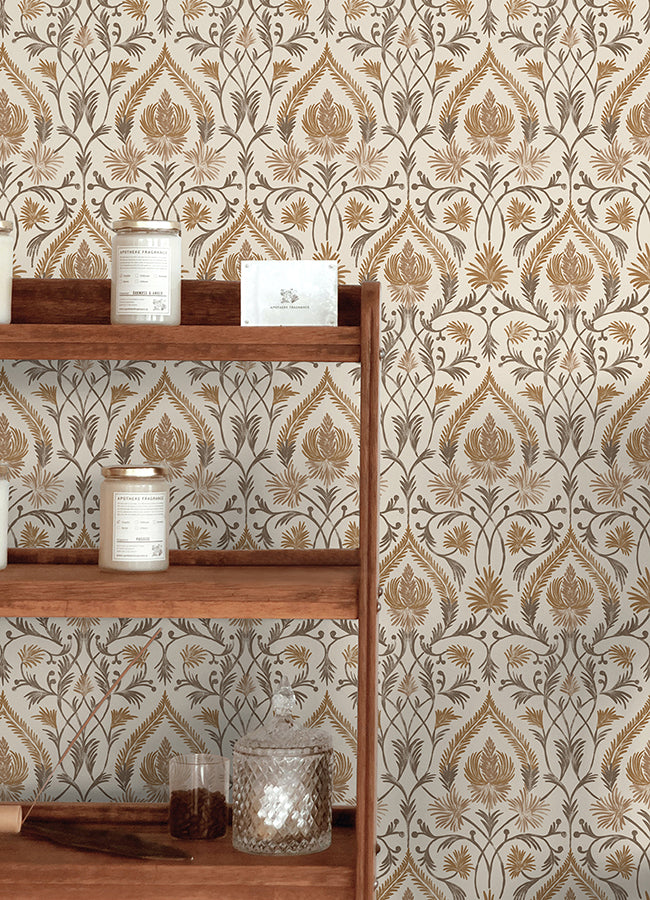 Isle brown Peel and Stick Wallpaper - Brewster Wallcovering