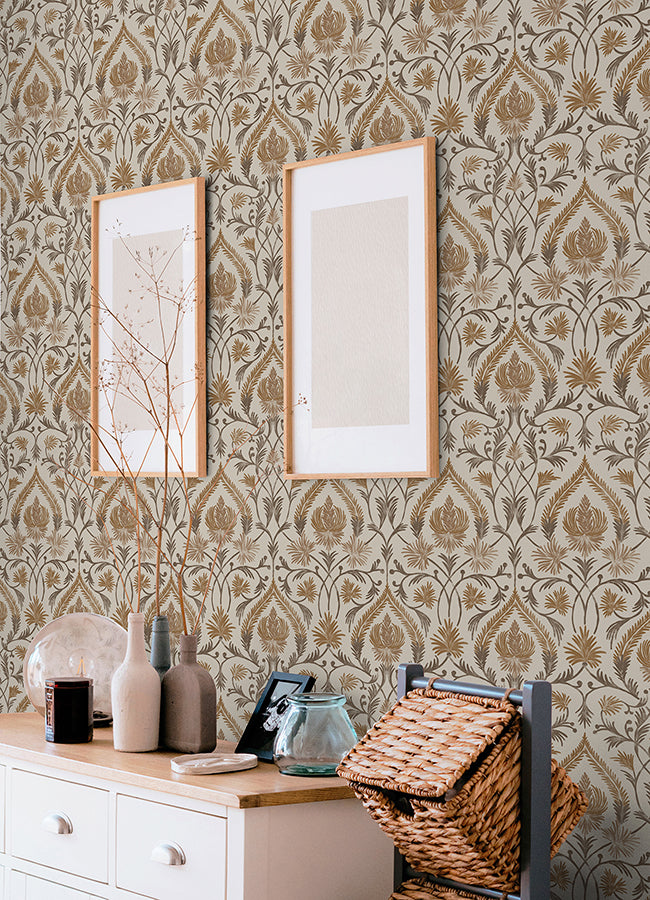 Isle brown Peel and Stick Wallpaper - Brewster Wallcovering