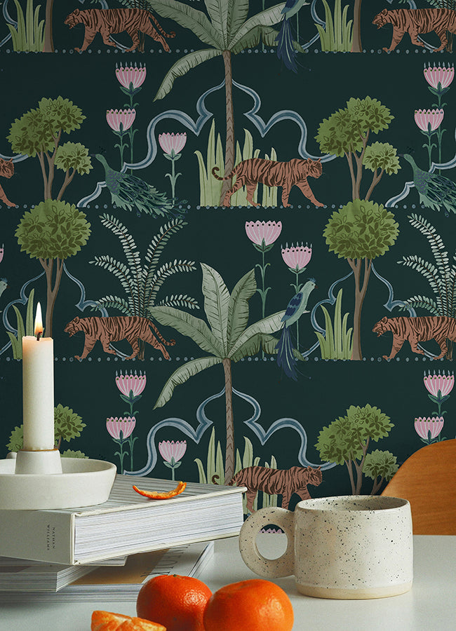 Laos Green Peel and Stick Wallpaper - Brewster Wallcovering