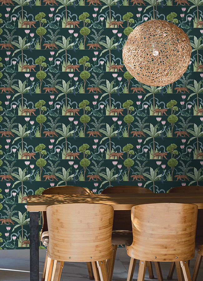 Laos Green Peel and Stick Wallpaper - Brewster Wallcovering