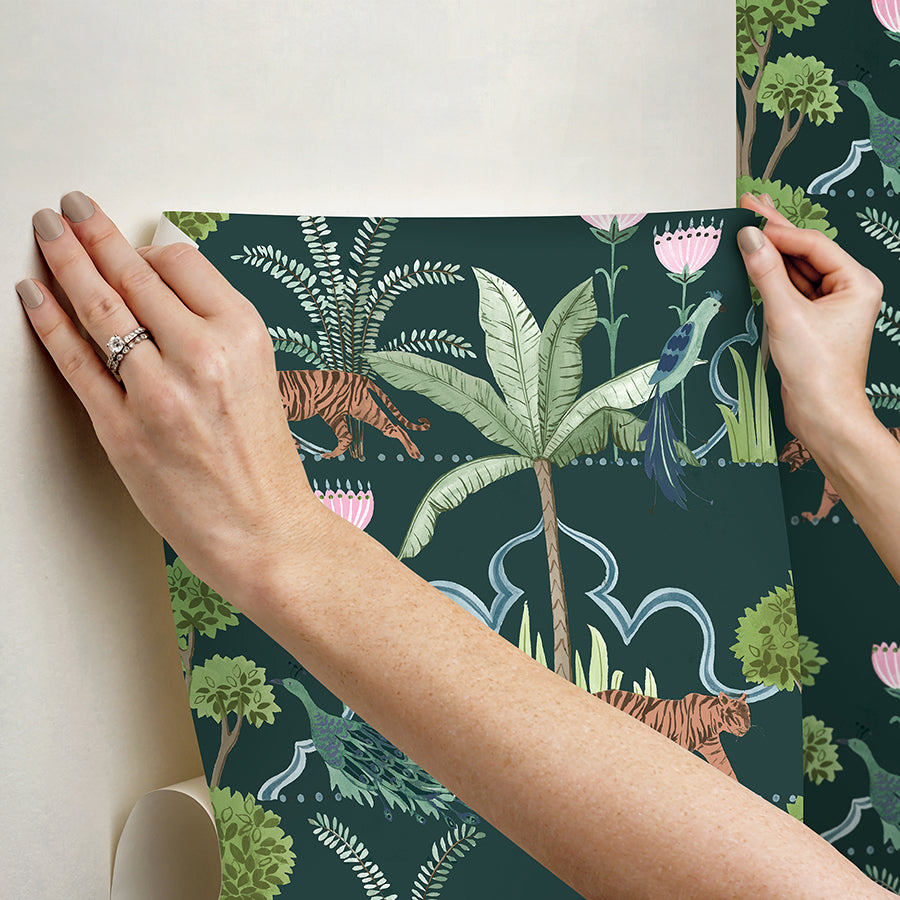 Laos Green Peel and Stick Wallpaper  | Brewster Wallcovering - The WorkRm