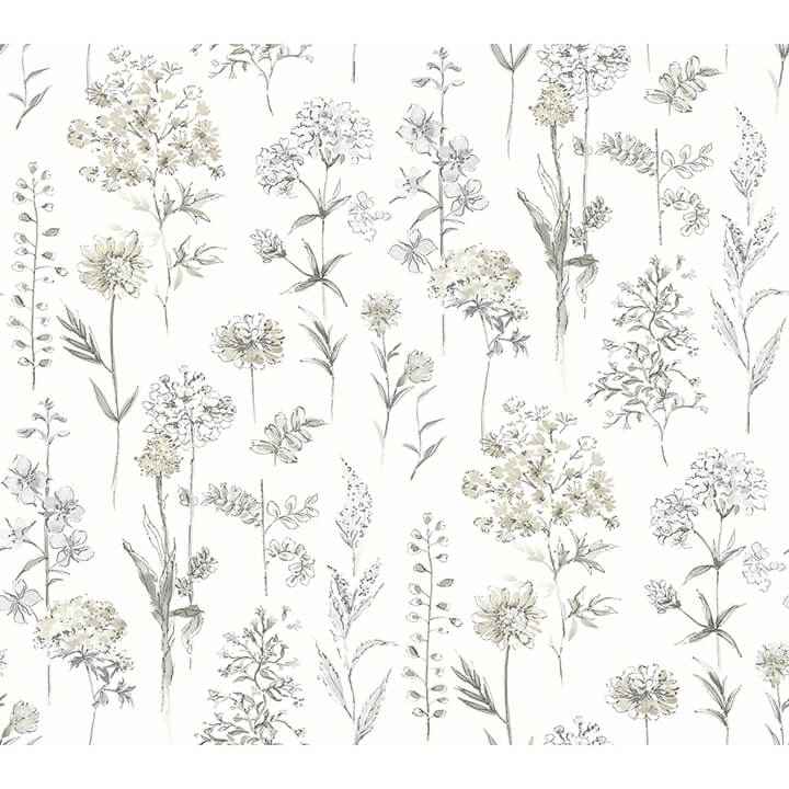 Bergamot Light Grey Wildflower Wallpaper - York Wallcoverings - 4134-72501 - York Wallcoverings Wallpaper