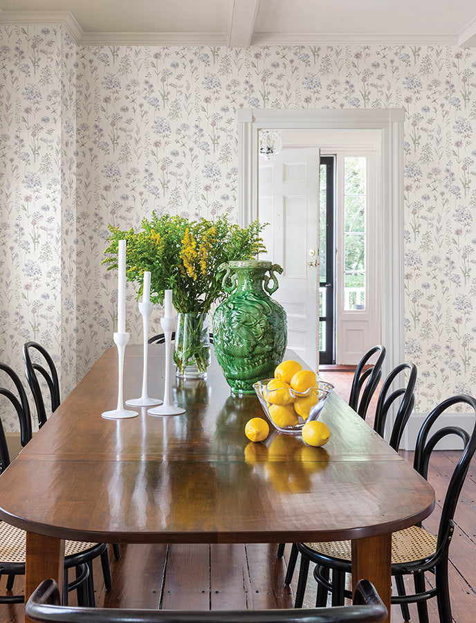 Bergamot Lavender Wildflower Wallpaper - Brewster Wallcovering