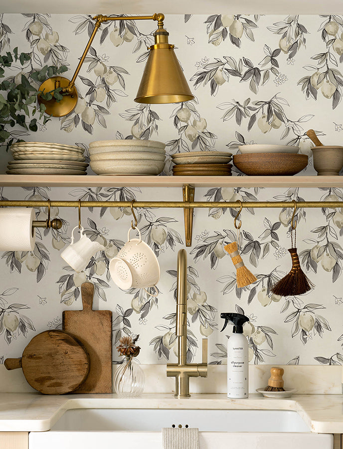 Lemonade Charcoal Citrus Wallpaper  | Brewster Wallcovering - The WorkRm