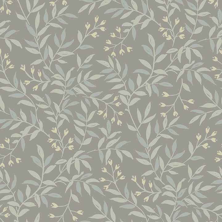 Senna Silver Budding Vines Wallpaper - York Wallcoverings - 4134-72522
