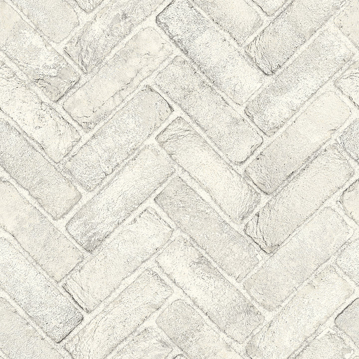 Picture of Canelle White Brick Herringbone Wallpaper