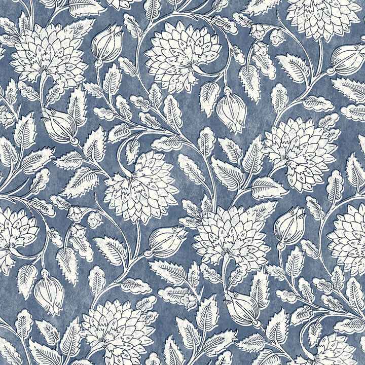 Vadouvan Navy Jacobean Trail Wallpaper - York Wallcoverings - 4134-72535