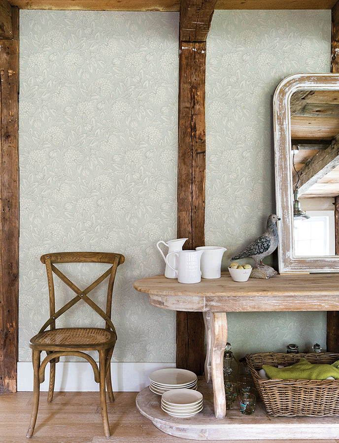 Vadouvan Light Blue Jacobean Trail Wallpaper  | Brewster Wallcovering - The WorkRm