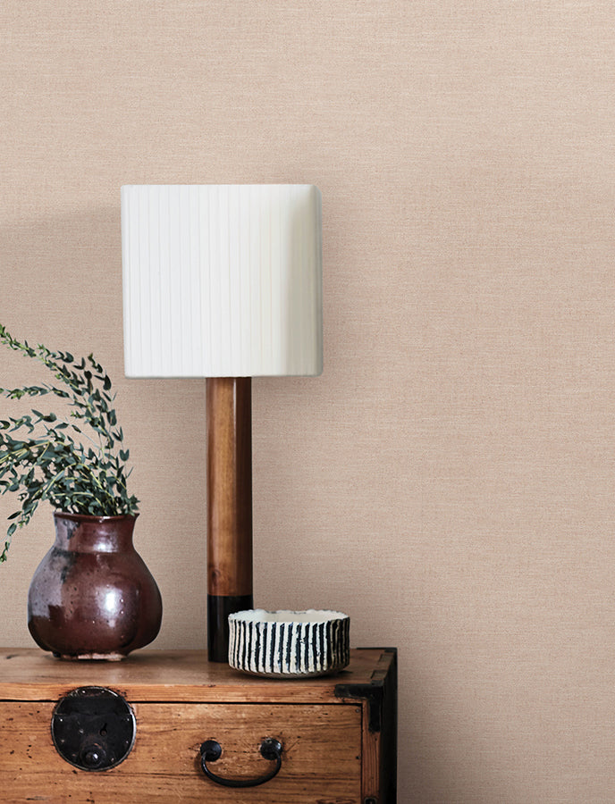 Chambray Blush Fabric Weave Wallpaper - Brewster Wallcovering