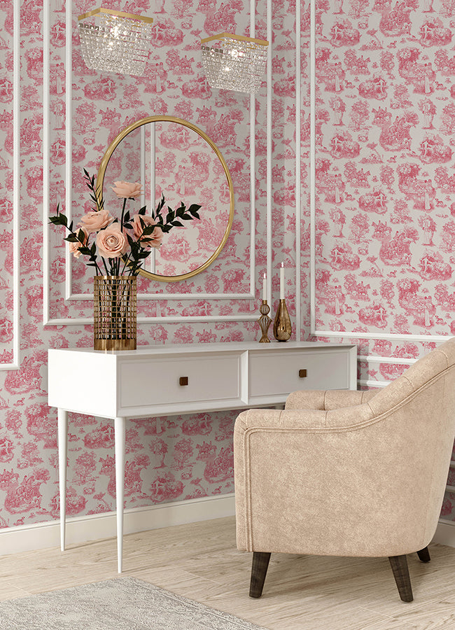 Pink The Chase Peel and Stick Wallpaper - Brewster Wallcovering