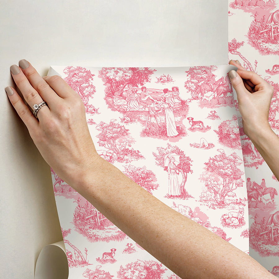 Pink The Chase Peel and Stick Wallpaper - Brewster Wallcovering