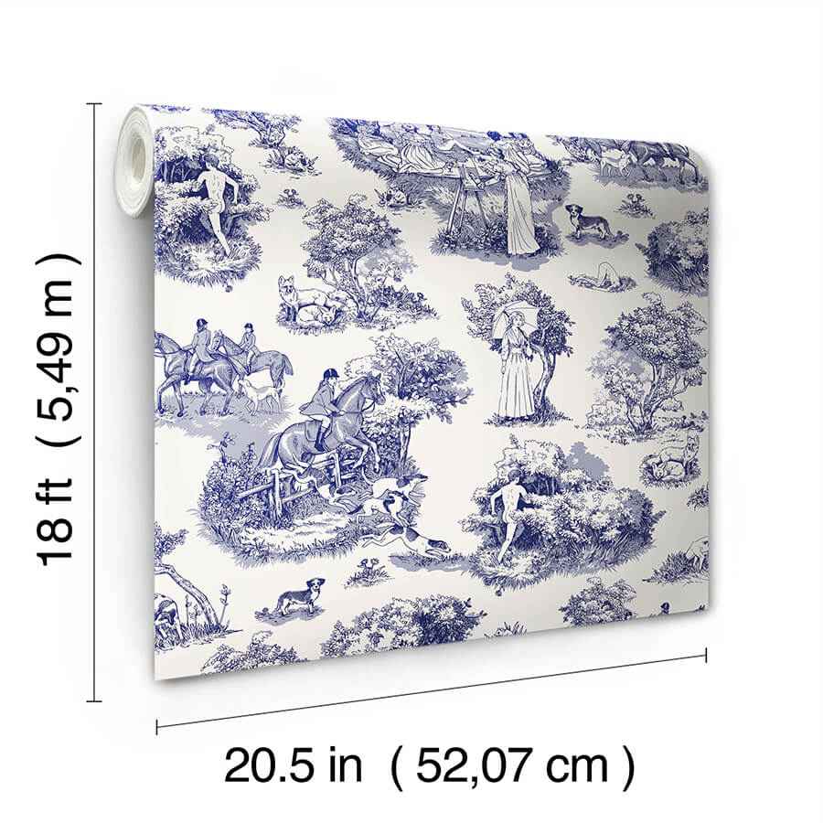 Blue the Chase Peel and Stick Wallpaper - York Wallcoverings - RAS6264 - York Wallcoverings Wallpaper