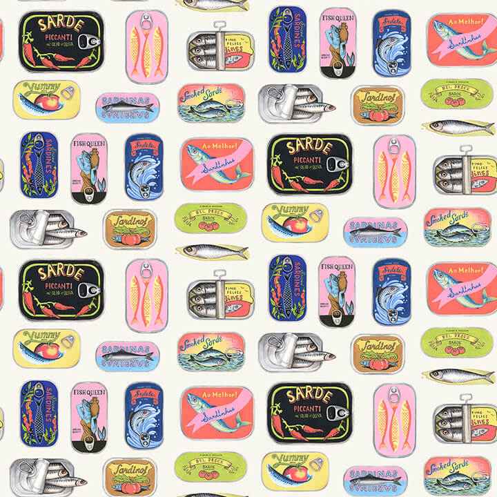 Cream Sardine Tins Peel and Stick Wallpaper - York Wallcoverings - RAS6267