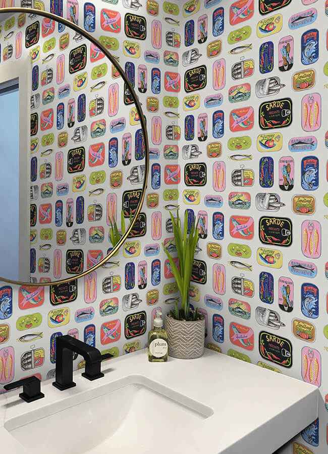 Cream Sardine Tins Peel and Stick Wallpaper - York Wallcoverings - RAS6267 - York Wallcoverings Wallpaper