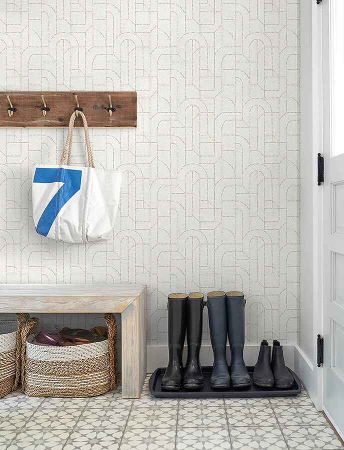 Integrity Dove Arched Outlines Wallpaper - York Wallcoverings - 4146-27221 - York Wallcoverings Wallpaper